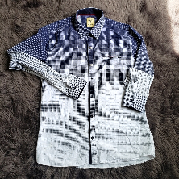 Sedna Dress Shirt Italian Button Up Size M Blue - Picture 2 of 3